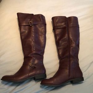 Beautiful Burgundy Knee-high Wide Calf Boots